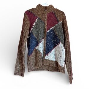 Vintage 90s Chunky Cardigan Grannycore Sweater DRESSBARN Patchwork Women’s Sz L